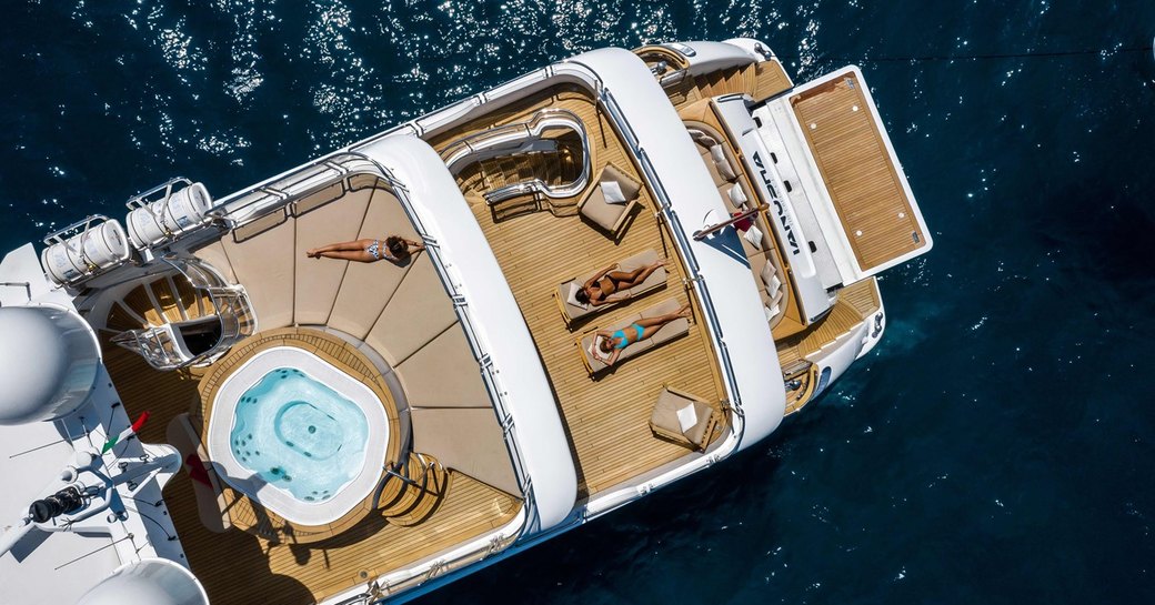 Top down view over charter yacht AHIDA 2