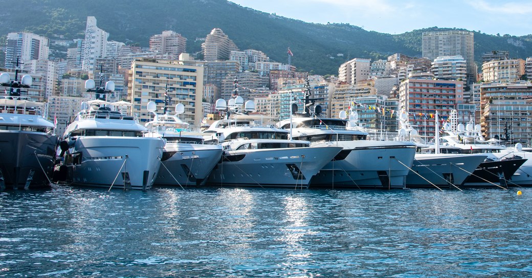 Superyacht charters berthed at the Monaco Yacht Show