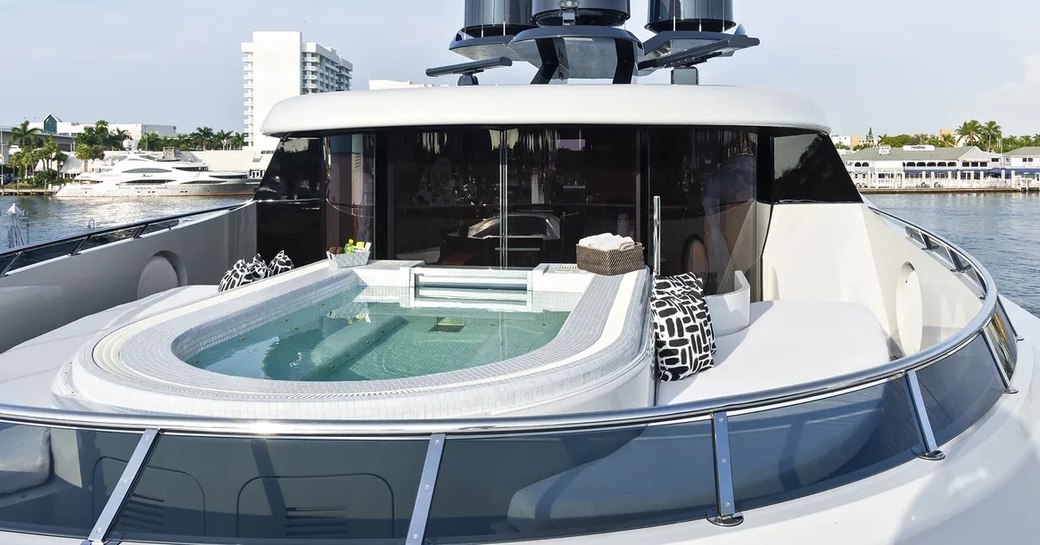 Sundeck Jacuzzi on board charter yacht LADY JJ