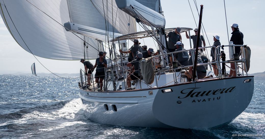sailing yacht TAWERA competes at the NZ Millennium Cup 2019 in the Bay of Islands