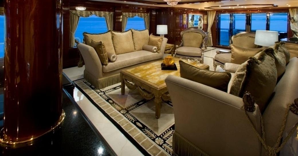 The main salon of luxury yacht Casino Royale