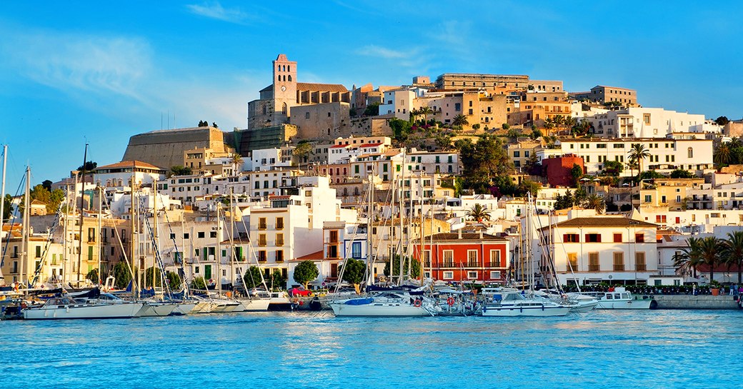 view of Ibiza old town from the water