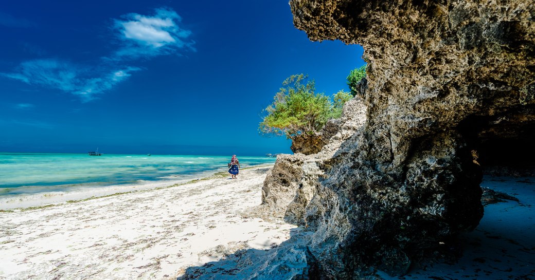 beach in tanzania with indian ocean in foreground