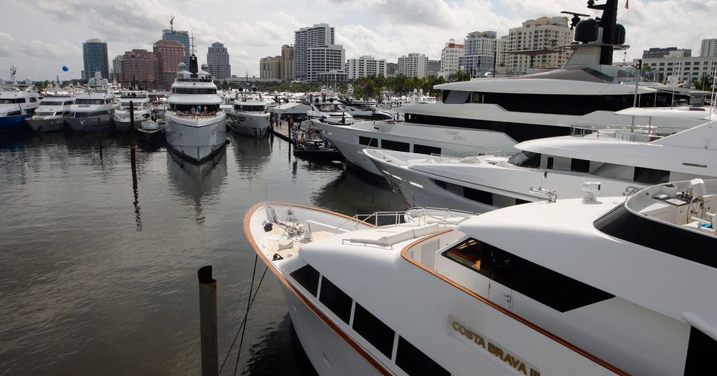 Superyacht charters berthed at Palm Beach marina