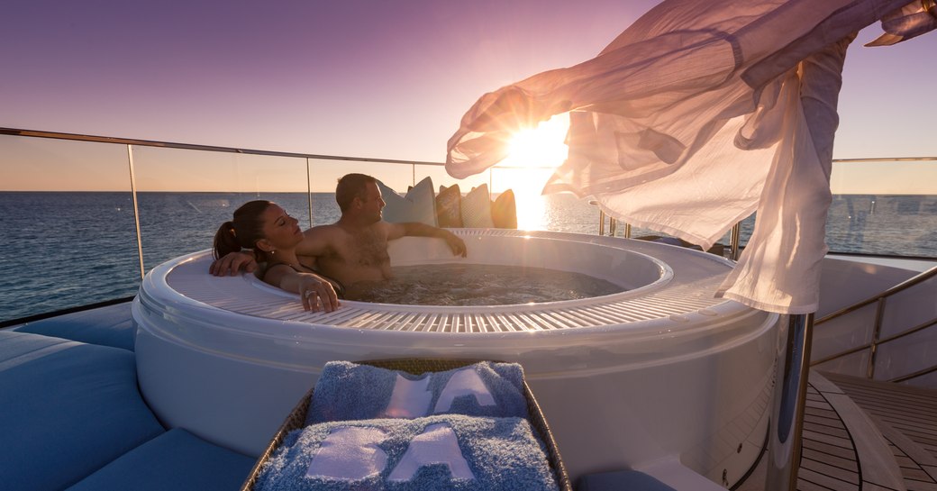 Couple in Jacuzzi on Superyacht BACA