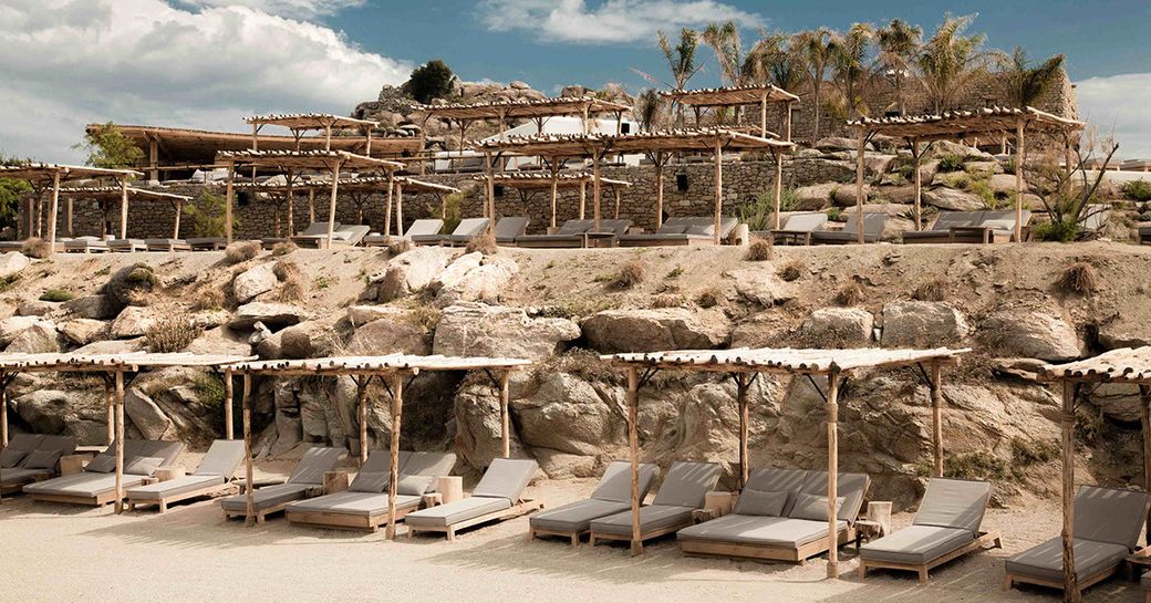 Scorpios beach club in Mykonos, Greece 