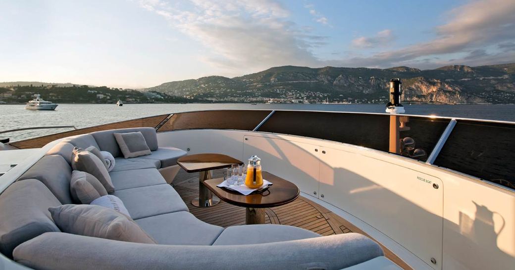 seating area with wonderful views of the Mediterranean on board superyacht ‘African Queen’ 
