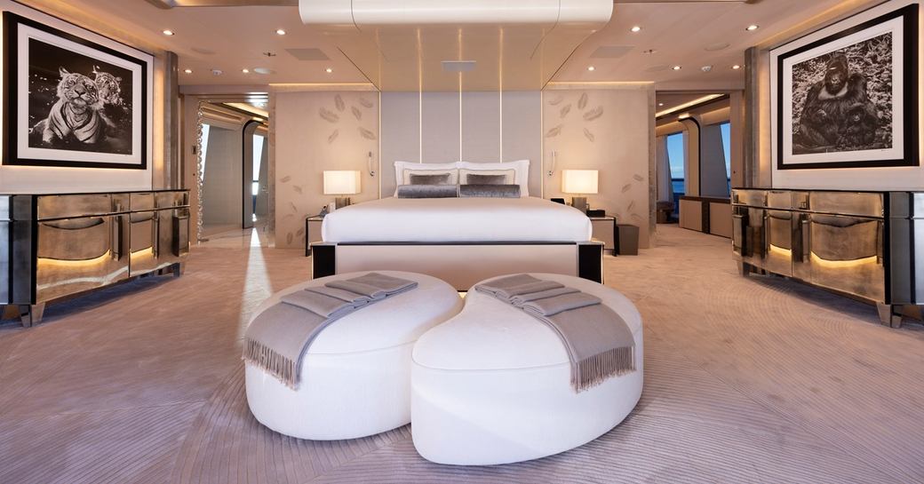 Charter yacht LUNA master cabin with central berth