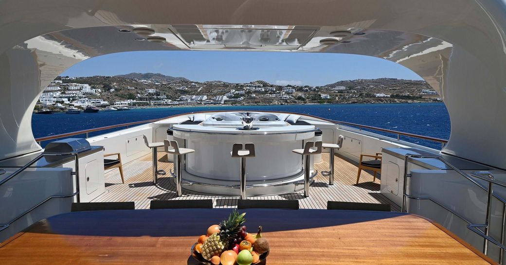 expansive deck space onboard luxury superyacht charter GHOST III
