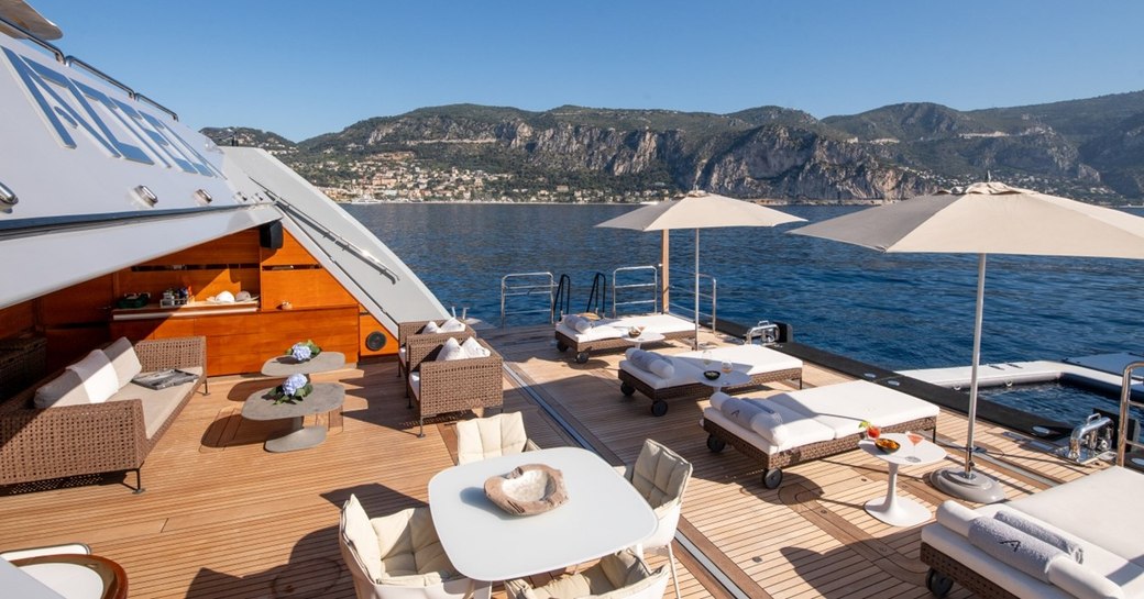 Beach club onboard charter yacht ARBEMA