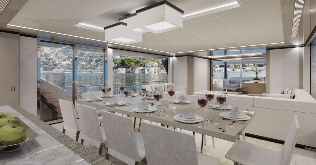 Formal dining on board charter yacht O