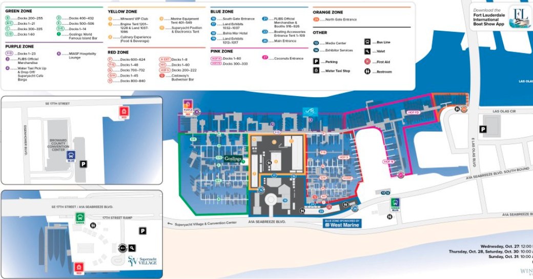 Map for the Fort Lauderdale Boat Show 2021