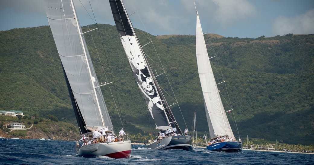 charter yacht KAWIL and sailing yacht DANNESKJOLD take to the water at the Superyacht Challenge Antigua 2017