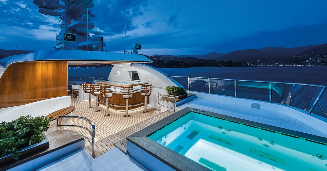 Stunning Jacuzzi pool on a luxury charter yacht 