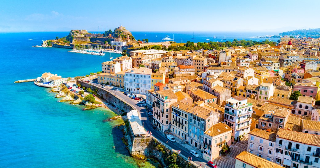 Aerial view of the Corfu coastline