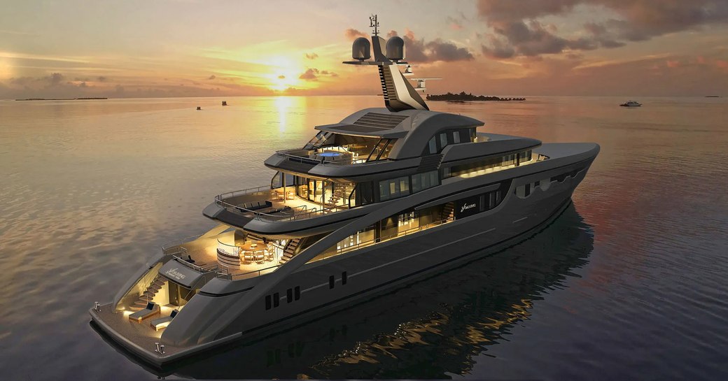 soaring superyacht underway rendering