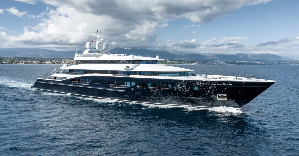 Charter yacht CARINTHIA VII underway, surrounded by sea