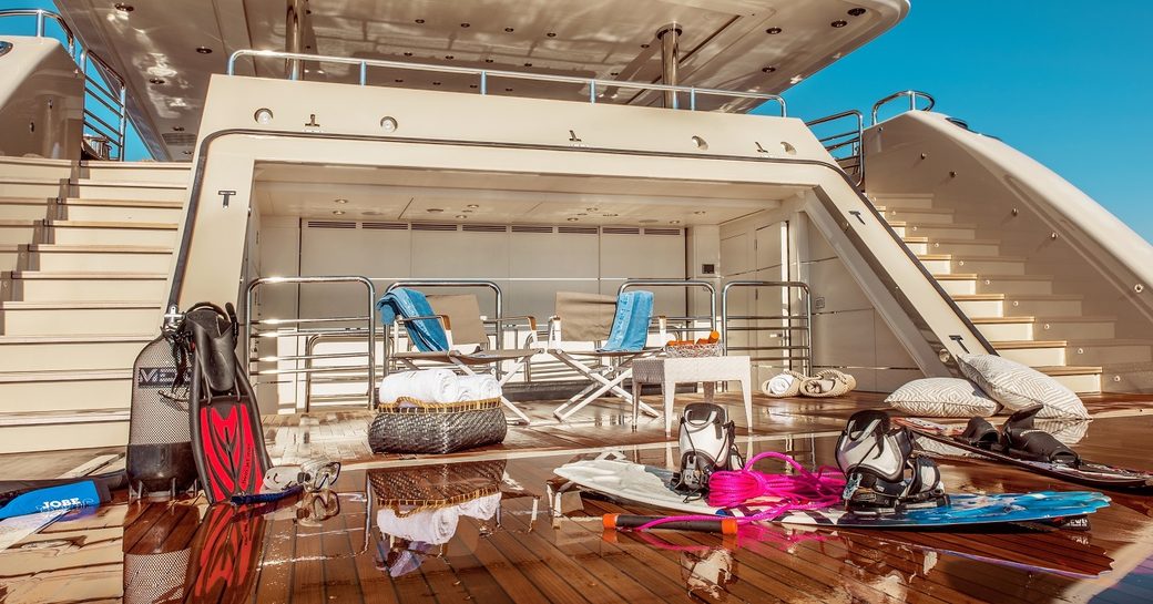 The swim platform and equipment belonging to superyacht 'Light Holic'