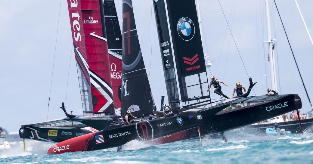 Team New Zealand and Team USA fight it out in the America's Cup Match 2017