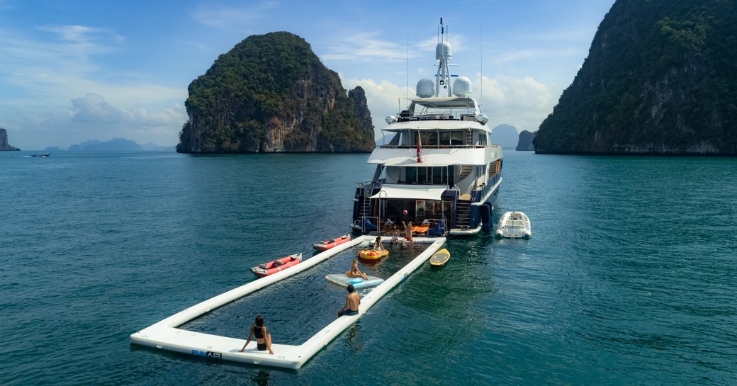 Water toys deployed aft of charter yacht LADY AZUL