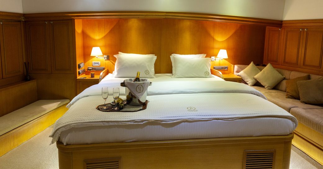 Master cabin onboard SY Babylon