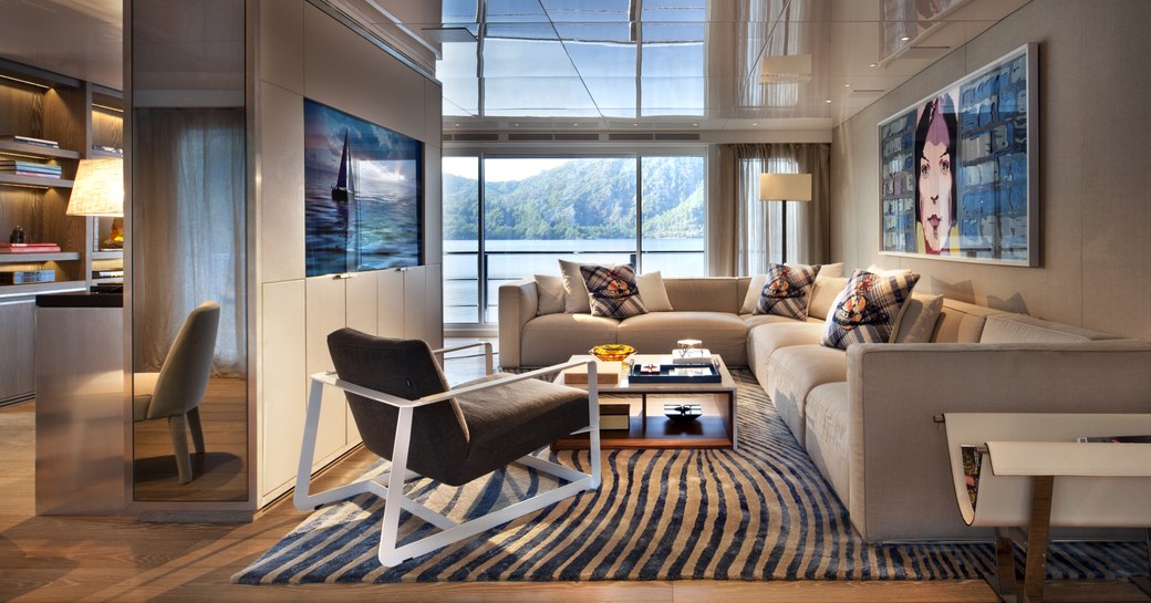 full-length windows allow natural light to flood into the exquisite skylounge aboard superyacht ‘Orient Star’ 