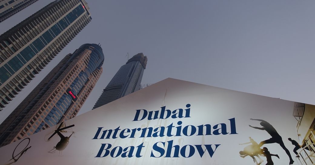 show banner at the Dubai International Boat Show 2017 