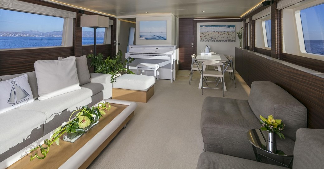 The modern interior of superyacht NASHIRA