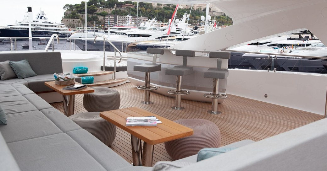 Sundeck area on board charter yacht SONISHI