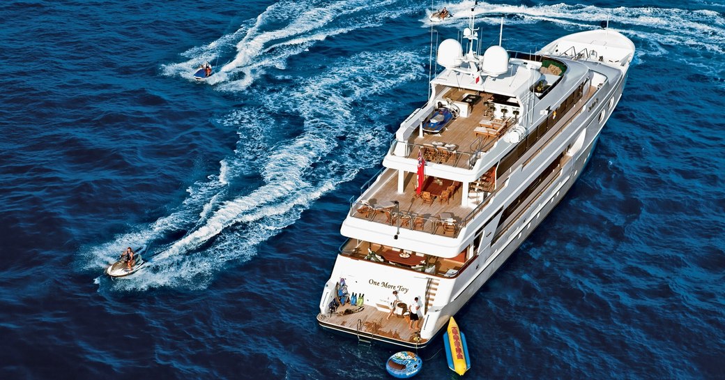 guests try out the water toys on board superyacht ‘One More Toy’