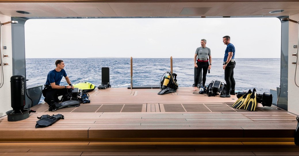 Scuba dive centre training onboard charter yacht Flying Fox