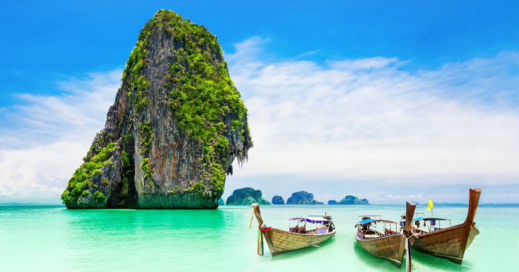 Boat on the water in the Phi Phi islands