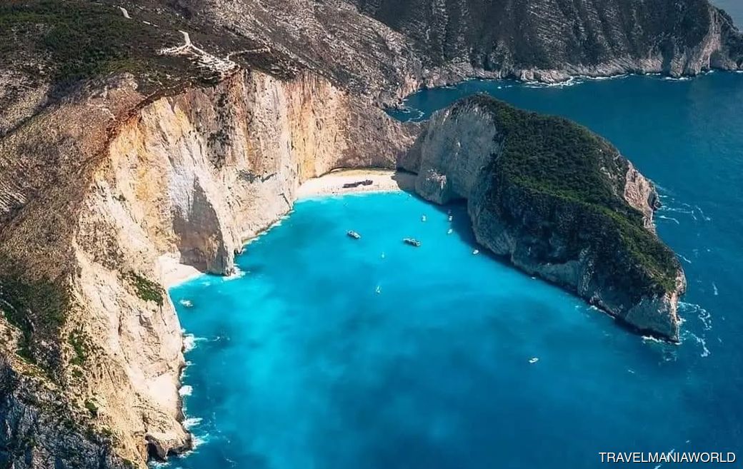 Shipwreck Beach Navagio Beach aerial view