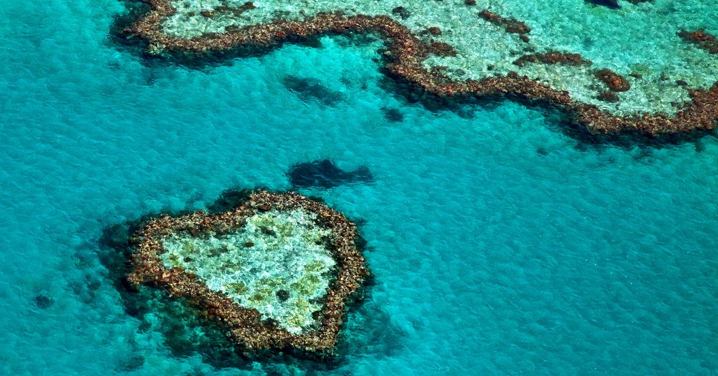 Heart Reef from the air in the Whitsundays, Australia