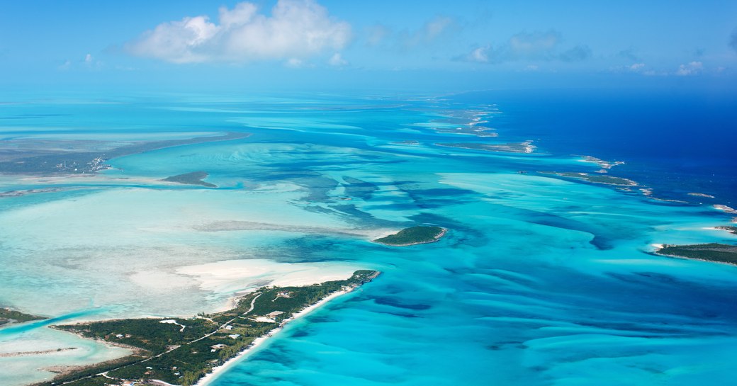 Beautiful view of Bahamas islands from above