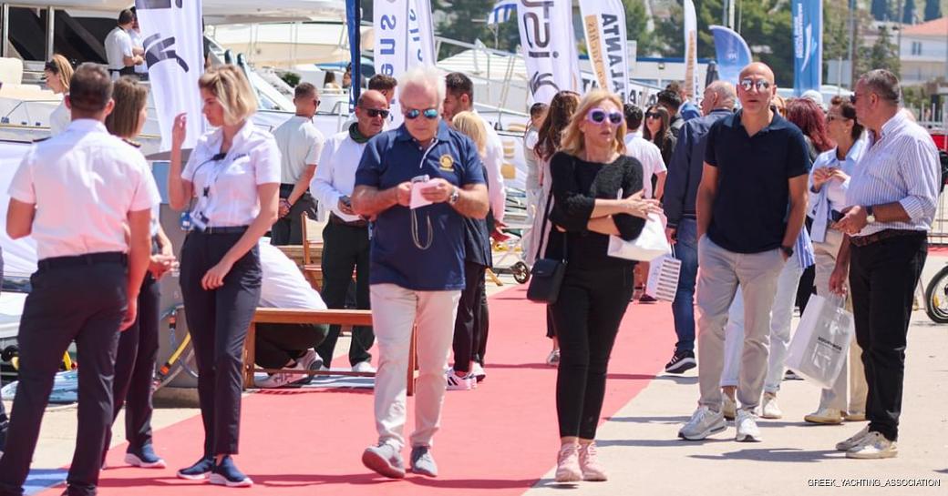 showgoers walking on the red carpet at the Mediterranean Yacht Show 2023