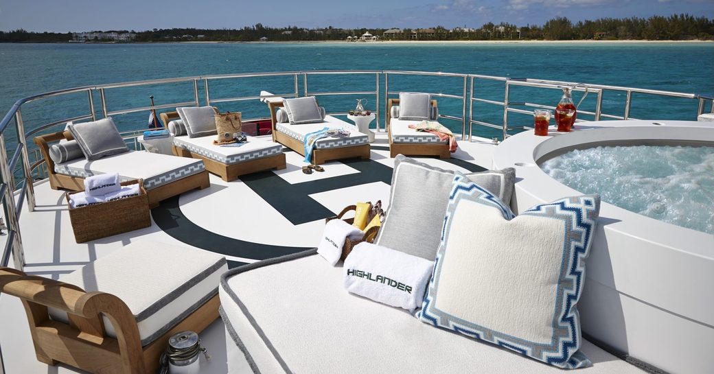 The sundeck of Feadship superyacht HIGHLANDER