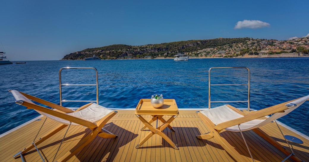 Deck chairs onboard charter yacht NELA