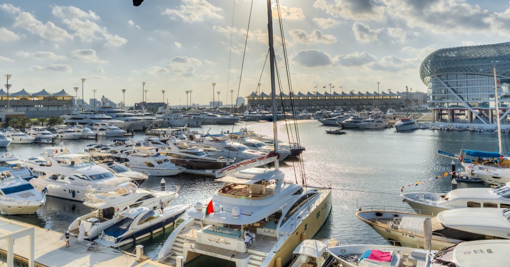 yachts berth in Yas Marina for the Abu Dhabi Grand Prix