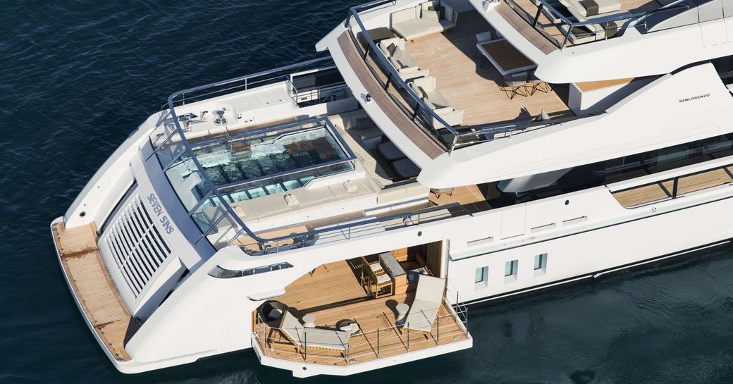 A foldout door which opens up the beach club of superyacht Seven Sins