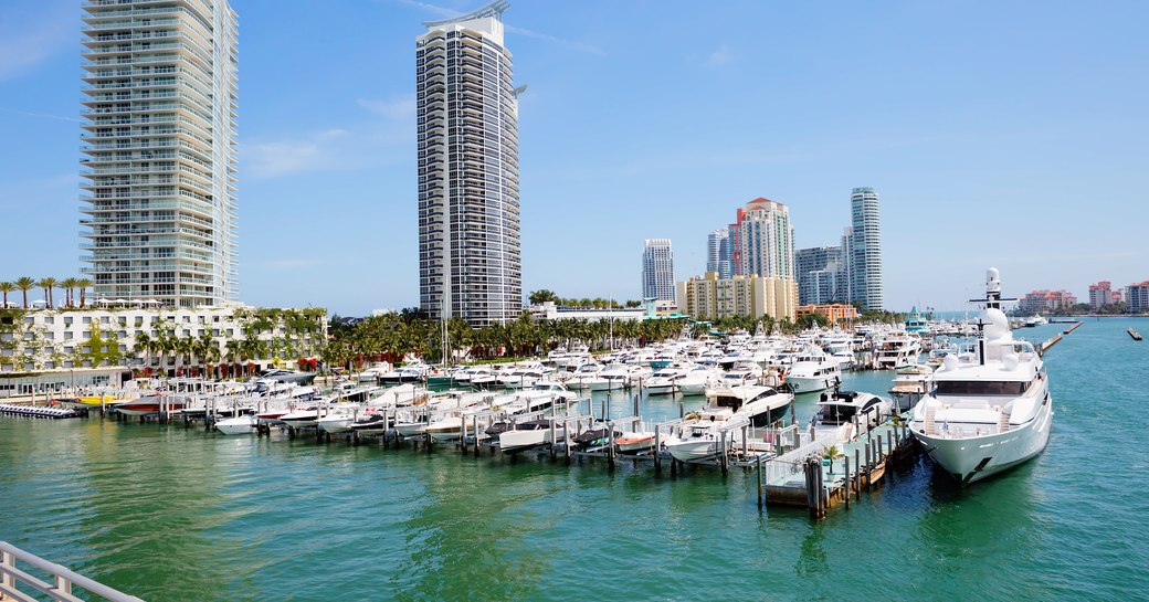 Miami marina and motor yacht charters berthed