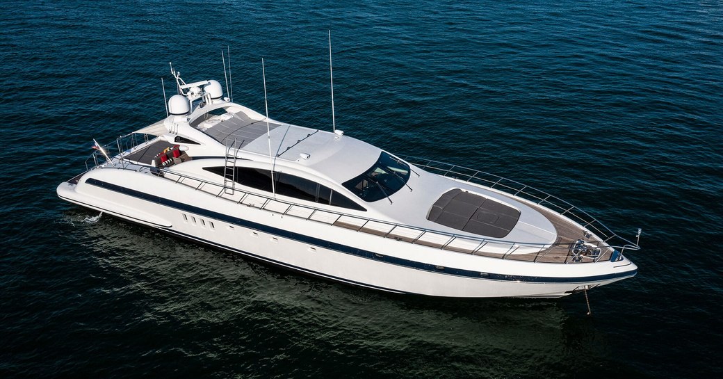 Charter yacht SMILE at anchor, surrounded by sea