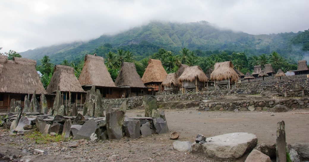 A village of the Ngada village with thatched roof houses