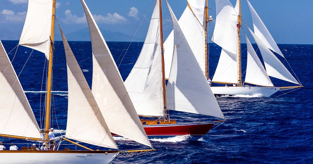 Classic sailing yachts competing at the Antigua Classic Sailing Regatta