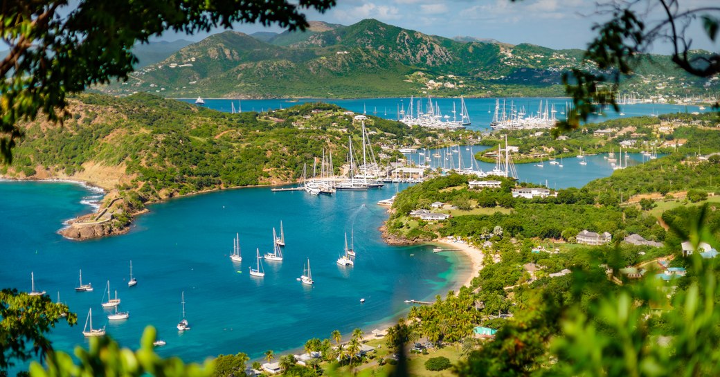 View over Antigua's English Harbor in the Caribbean