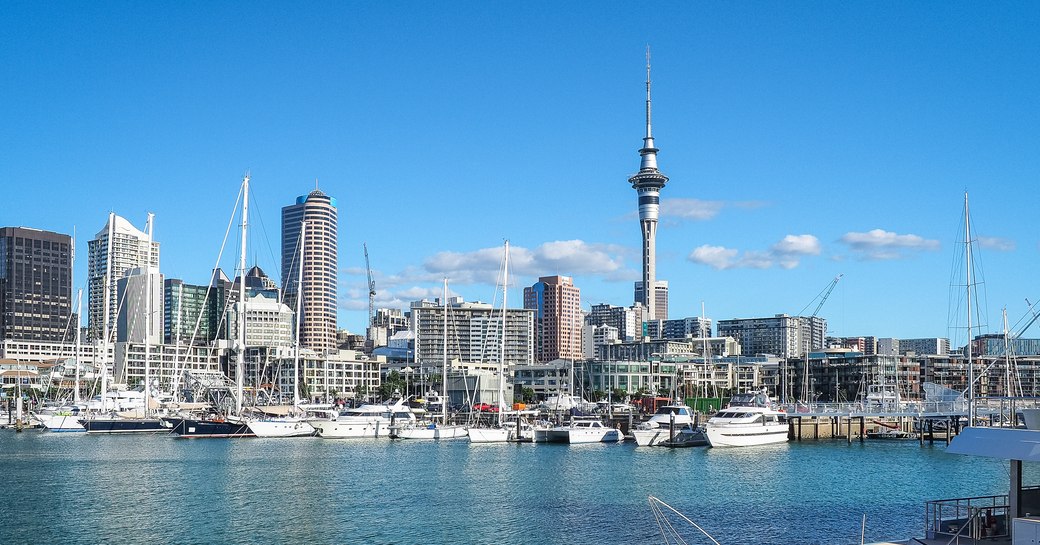 view of Auckland cityscape from the harbour