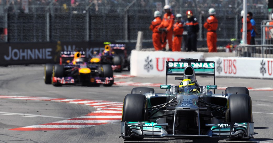 Cars racing on the track at Monte Carlo