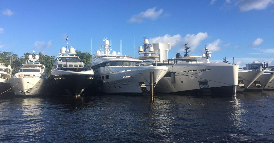 superyachts lined up for FLIBS 2017