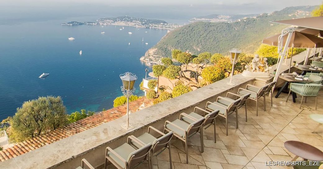 Les Remparts Eze outdoor dining area, sea view
