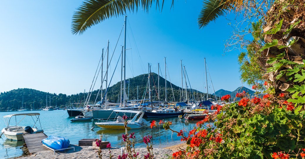 Lefkada port in the Ionian Islands in Greece